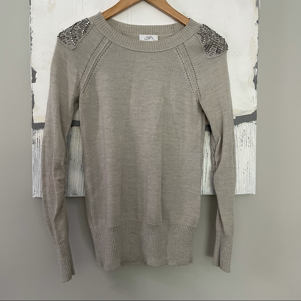 LOFT Sparkle Shoulder Holiday Sweater